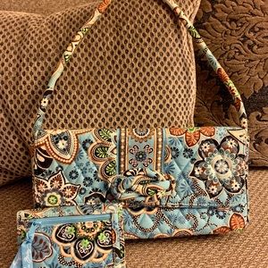 Vera Bradley Bali Blue “Knot Just A Clutch” Purse & Wallet Set